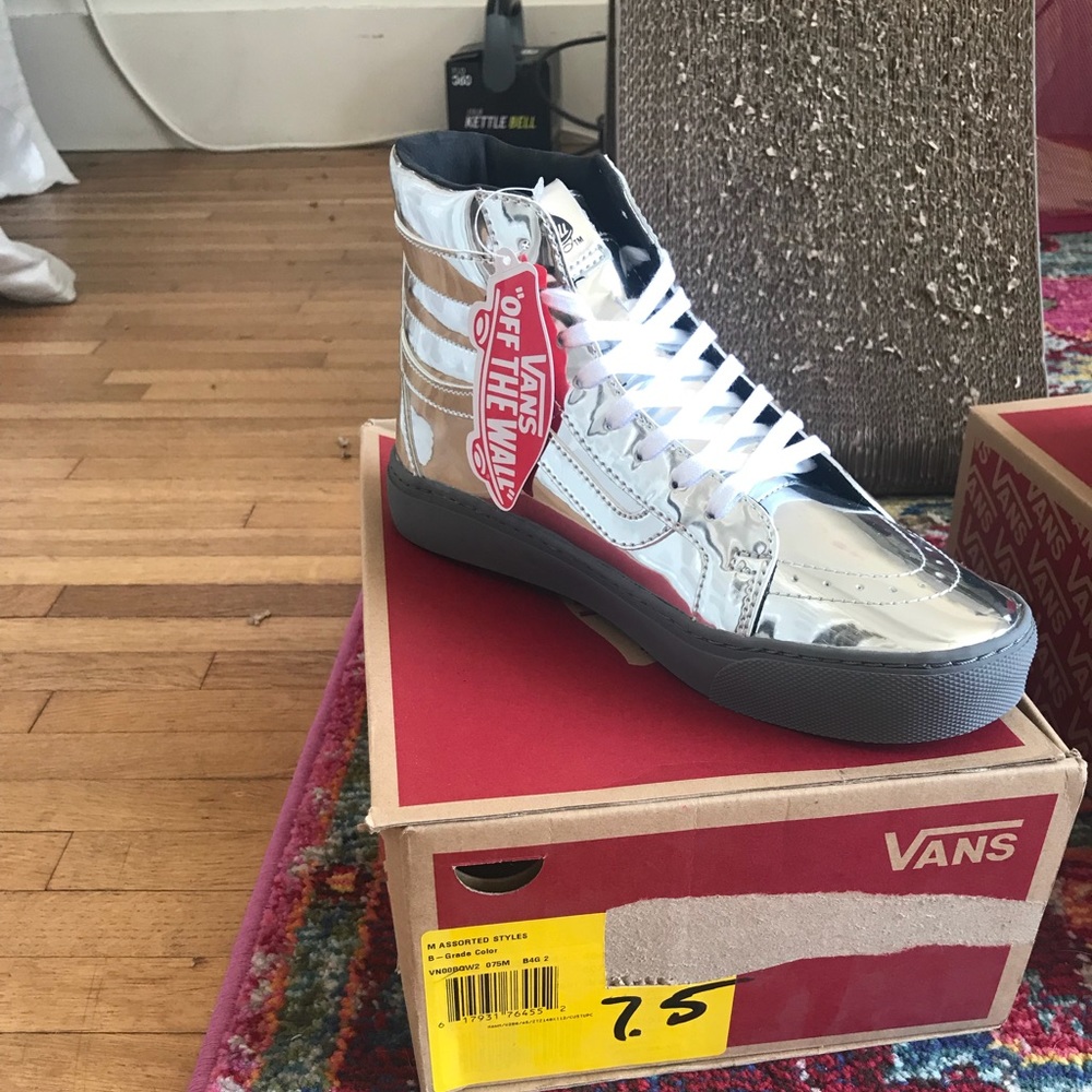 VANS High Top Sneakers-Silver Metallic-RARE